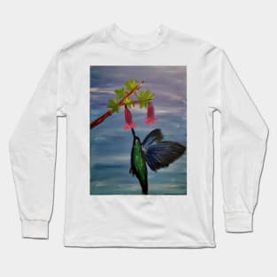 Hummingbird about to feed on nectar Long Sleeve T-Shirt